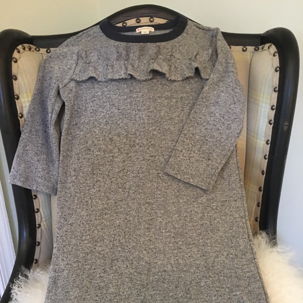 Girls Long Sleeve Crewcuts Ruffle Trim Dress.